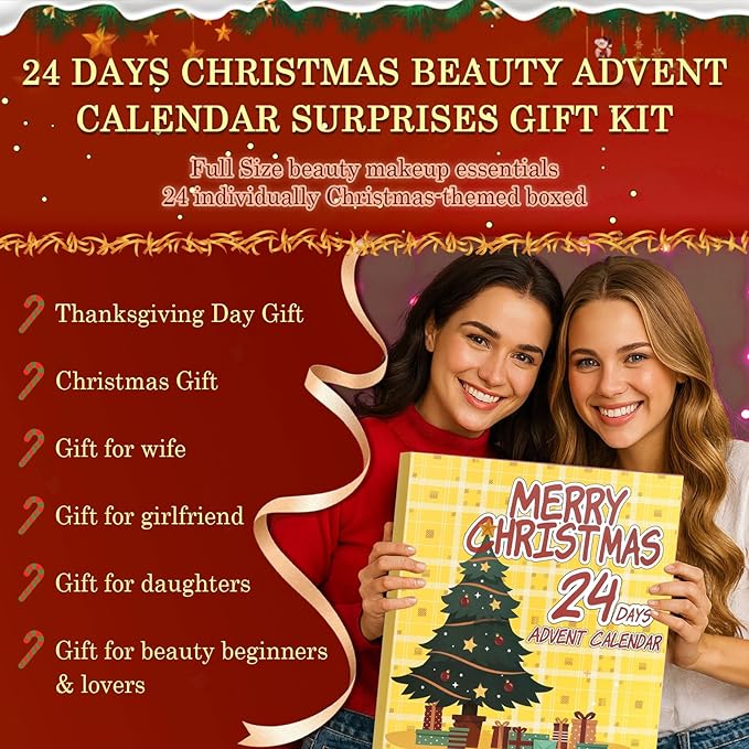 UCANBE Makeup Advent Calendar 2025, 24 Days Christams Makeup Sets For Women Gift, 2025 Xmas Countdown Calendar 24 Individually Boxed Full Make Up Kits For Teens Beauty Gift