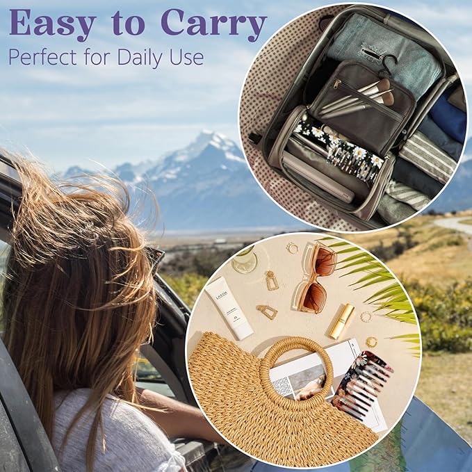 2PCS Wide Tooth Comb,Effortless Tangle Removal for Long Hair Styling Comb for Curly,Wet,Cute Aesthetic Design for Women Men and Girls(Black-Flowers-13)