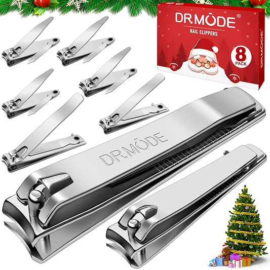DRMODE Finger Nail Clippers Adult - Christmas Stocking Stuffers 8 Pack Nail Clippers Bulk for Men Women Sharp Travel Toenail Clippers and Fingernail Clipper Set Curved Cutter Trimmer with Nail File