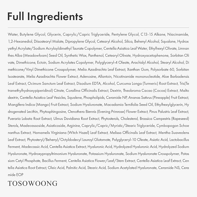 TOSOWOONG Exosome CICA Face Cream - Daily Soothing Moisturizer for Breakouts and Irritated Skin, Fast-Acting, Lightweight Korean Skincare for Redness and Blemish-Prone Skin, 50ml / 1.69 fl. oz.
