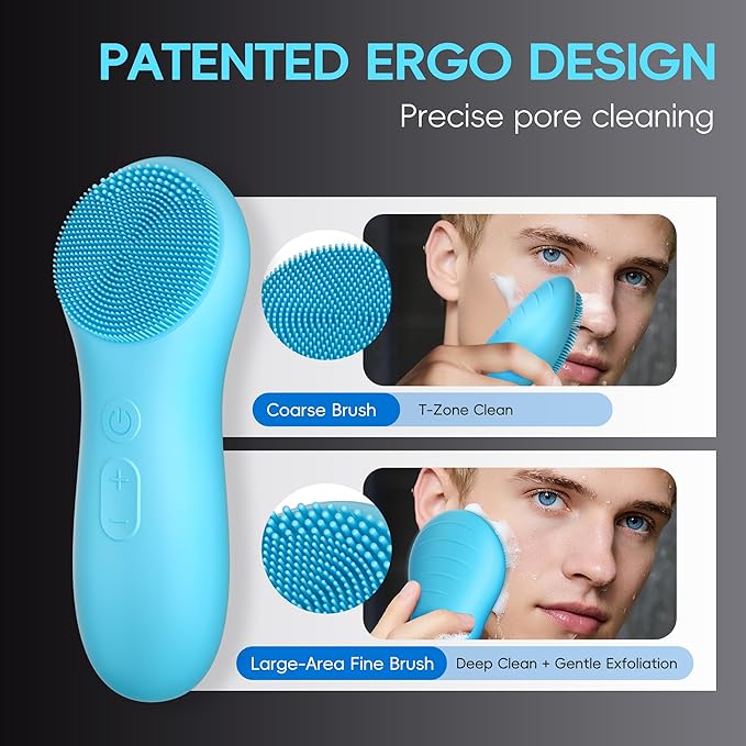 Face Scrubber Facial Cleansing Brush, Rechargeable, Waterproof Silicone Electric Face Scrub Brush for Cleansing, Exfoliating, Massaging, Electric Facial Exfoliator for Women & Men