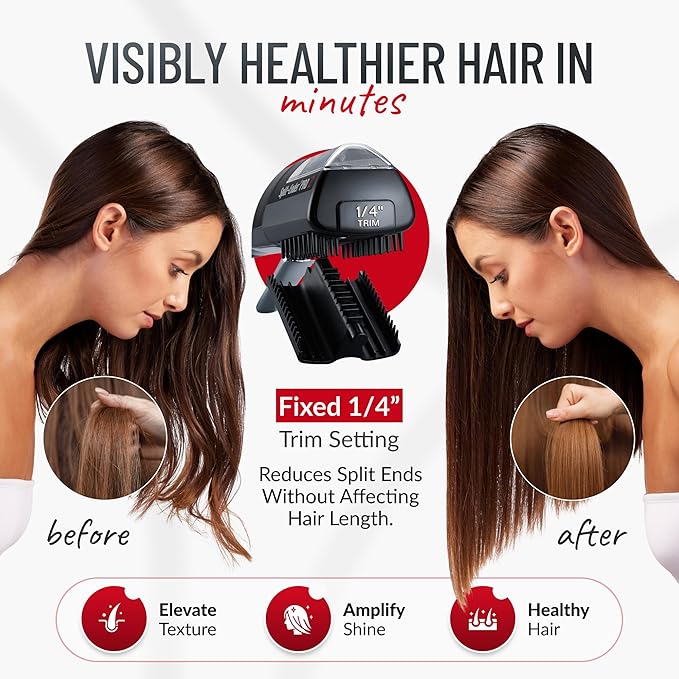 Split-Ender Pro 2 - Original Professional Beauty Tool - Cordless Split End Hair Trimmer for Damaged, Dry, Brittle, Frizzy, Curly or Straight Hair (Black)