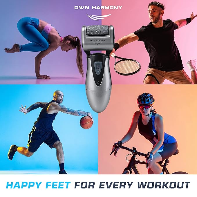 Electric Callus Remover: Rechargeable Electronic Foot File CR900 by Own Harmony(Tested Most Powerful) Best Pedicure Tools w 3 Rollers Professional Pedi Feet Care Sander for Cracked Heels and Hard Skin