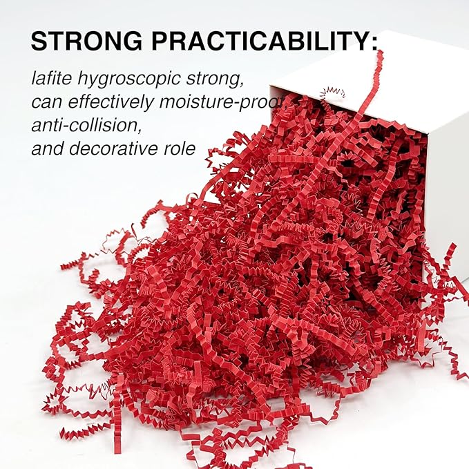 200g(7oz) Crinkle Paper Filler for Gift Baskets Gift Box Paper Shreds for Birthday, Weddings,Valentine's Day, Christmas (Red)