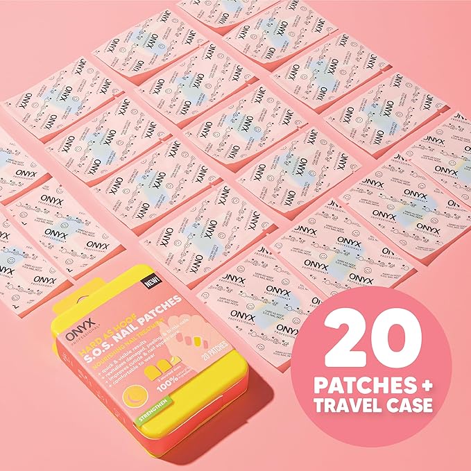Onyx Professional Hard as Hoof S.O.S Nail Patches - Nail and Cuticle Strengthening Treatment Repair Patches, Nail Growth, Repair, 20 Count
