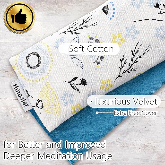Lavender Eye Pillow for Relaxation, Yoga, Sleep – Weighted Eye Mask for Headache, Sinus, Aromatherapy Moist Heat Compress, Meditation Accessory, Relaxation Gift for Women (Blue)