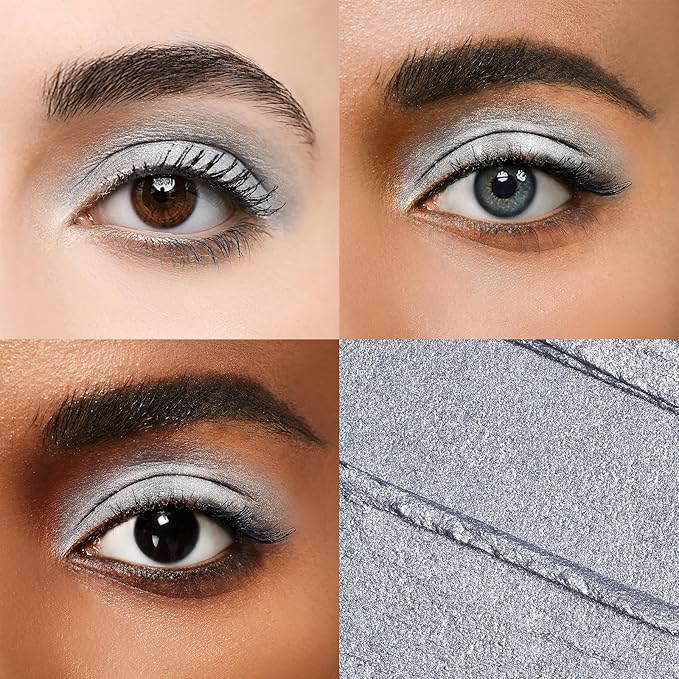 Longwear Cream Eye Shadow Sticks(09 Silver Shimmer),Smudge-Proof, Waterproof Eyeshadow,Silky Formula Glitter With Makeup Brush,Silver Eye Stick