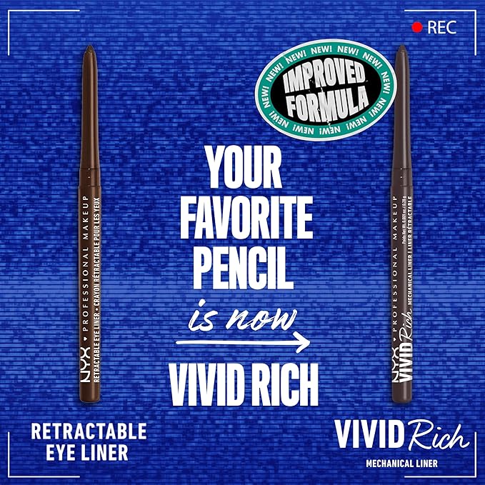NYX PROFESSIONAL MAKEUP Vivid Rich Mechanical Eye Pencil, Vivid Rich Mechanical, Creamy Retractable Eyeliner - Smokin Topaz, Brown Eyeliner