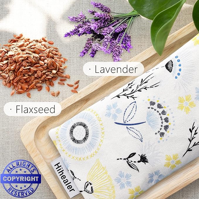 Lavender Eye Pillow for Relaxation, Yoga, Sleep – Weighted Eye Mask for Headache, Sinus, Aromatherapy Moist Heat Compress, Meditation Accessory, Relaxation Gift for Women (Blue)