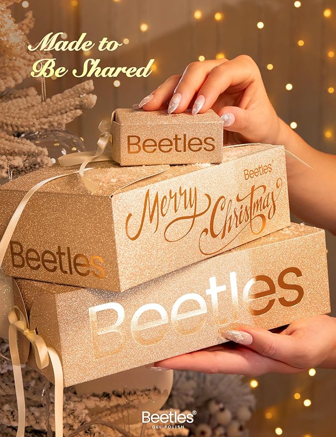 beetles Gel Polish Gilded Boutique Christmas Advent Calendar – 24 Luxury Days of Gel Nail Polish Colors, Premium Gifts Box with Cat Eye Gel, Nail Care Tools & Mini UV Lamp for Women Holiday Gifting