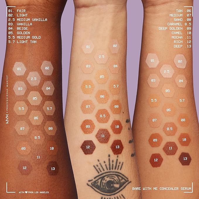 NYX PROFESSIONAL MAKEUP Bare With Me Concealer Serum, Concealer Makeup For Up To 24Hr Hydration - Golden