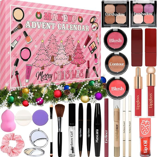 Makeup Advent Calendar 2025 Teen Girls Women Beauty Make Up Advent Calendar 24 Days Christmas Countdown Makeup Gift Set for Women Teen Girls