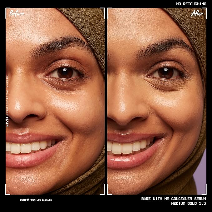 NYX PROFESSIONAL MAKEUP Bare With Me Concealer Serum, Up To 24Hr Hydration - Medium Golden