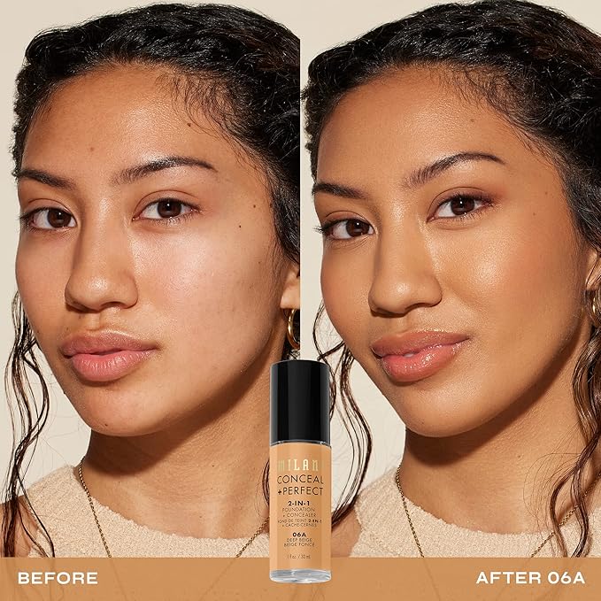 Milani Conceal + Perfect 2-in-1 Foundation + Concealer for a Flawless Complexion, Under Eye Corrector, Cover Redness and Imperfections, Waterproof and Sweatproof - Deep Beige