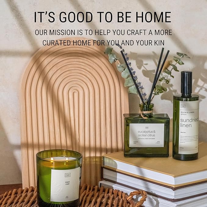 Craft & Kin Christmas Reed Diffuser with Dried Flowers | 5 oz Stone Fruit & Sage Scented Holiday Reed Diffusers for Home, Bathroom | Scent Sticks | Elegant Fragrance Home Decor for Men & Women