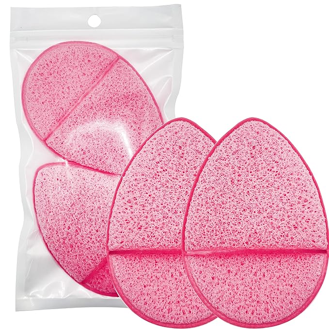 2 Pack Facial Sponge for Daily Deep Cleansing and Exfoliating, Facial Sponges for Washing Face, Reusable Makeup Remover Exfoliating Pads (Pink)
