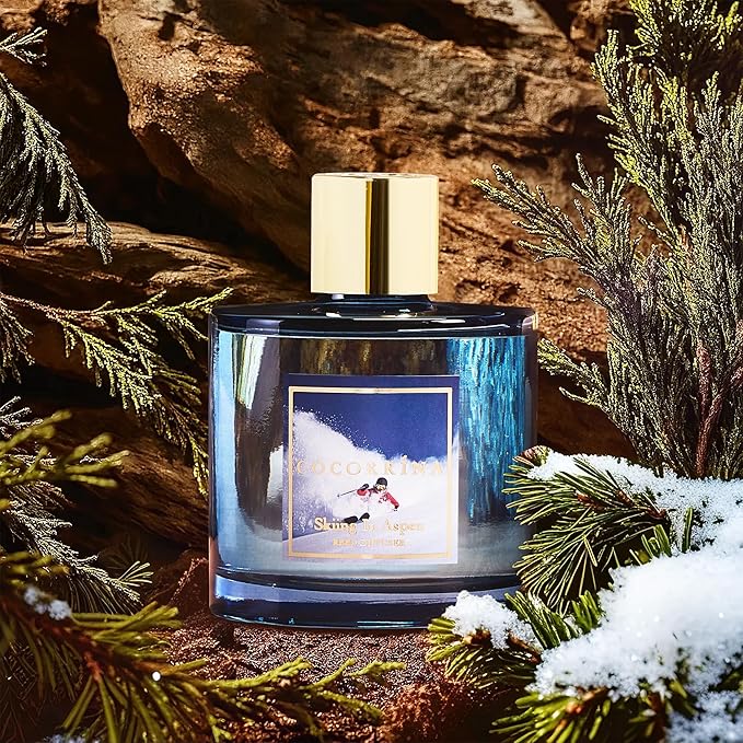 COCORRÍNA Reed Diffuser - Skiing in Aspen Reed Diffuser Set with 8 Sticks & Preserved Baby's Breath, Reed Diffuser for Home Bathroom Shelf Decor