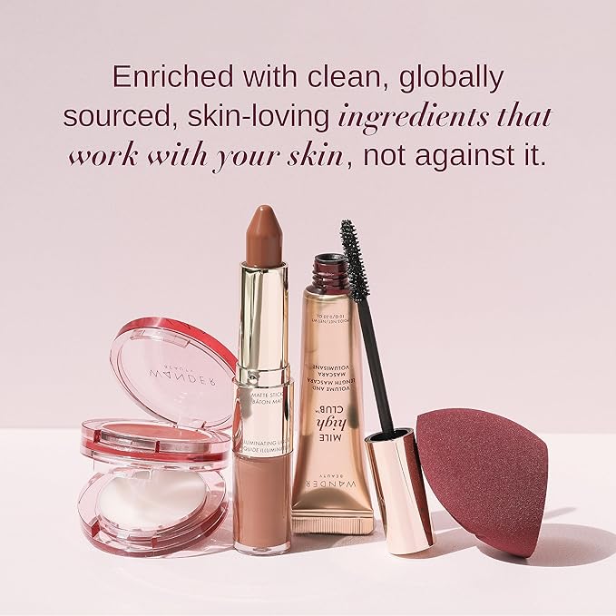 Wander Beauty On-the-Glow Blush and Illuminator - Petal Pink/Nude Glow - 7-in-1 Hydrating Cream Blush & Highlighting Stick - Stick Blush for Cheeks, Lip, & Body - Highlighter Makeup & Blush - 0.4 oz