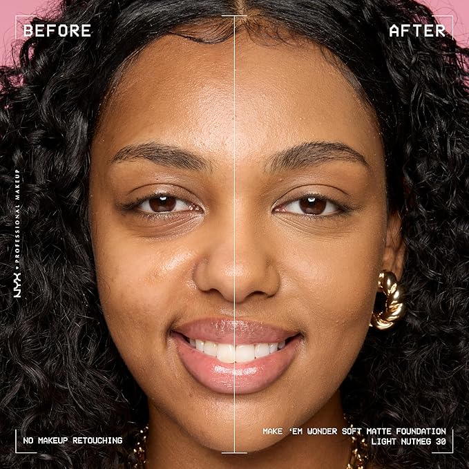 NYX PROFESSIONAL MAKEUP Make 'Em Wonder Liquid Foundation, 24HR Foundation Makeup With A Soft Matte Finish, Buildable Full Coverage - 30 Light Nutmeg