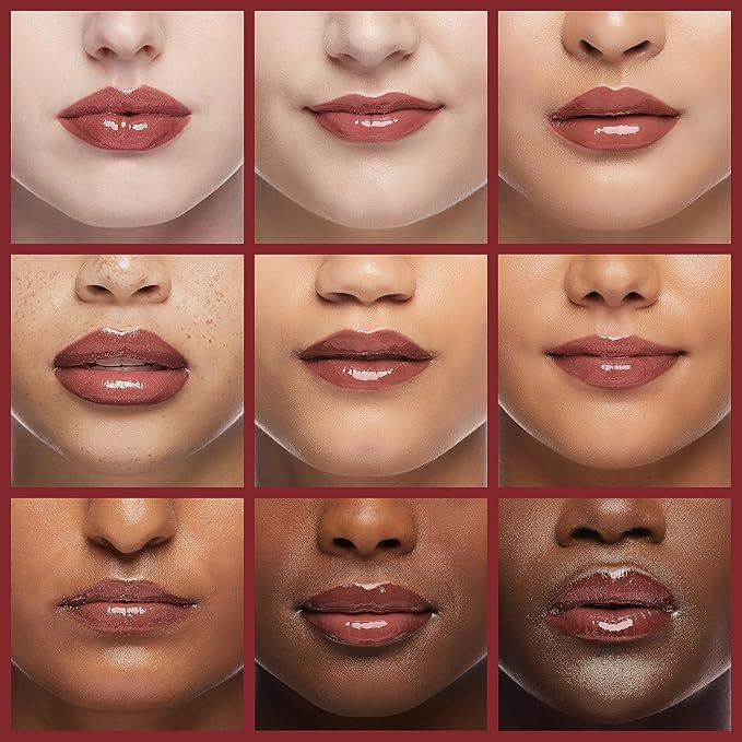 Beauty Glazed Big Brush Head Lip Oil, Ultra-Hydrating & Nourishing, Smooth Glossy Finish Glow Shiny and Vegan Tinted Gloss, Non-Sticky Formula (107# HUGGING, 1) 0.14 Fl Oz